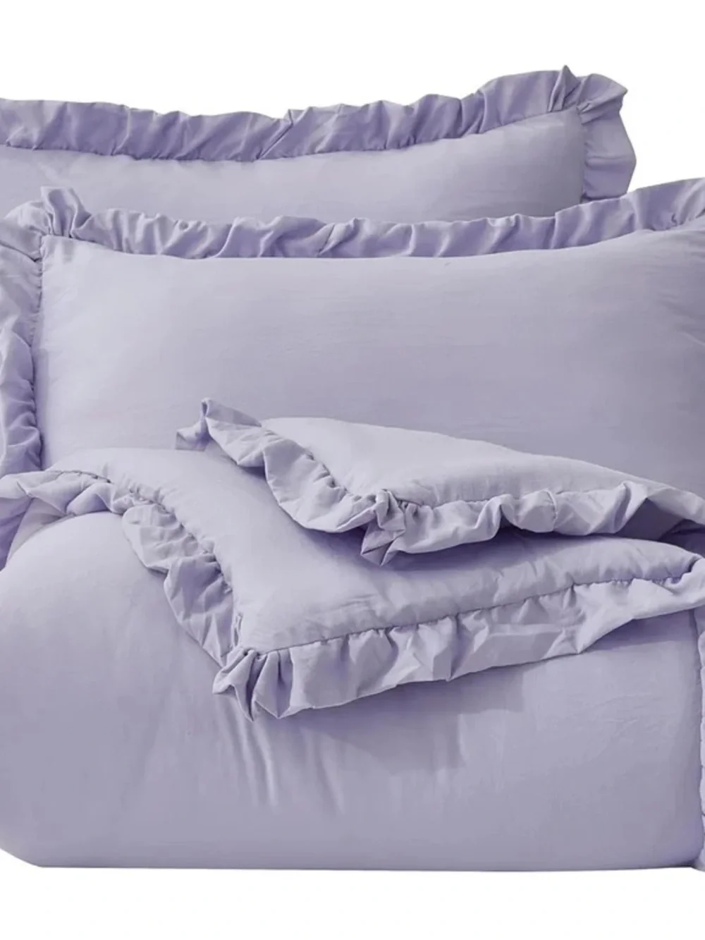 Lavender Ruffle Queen 3 piece Comforter Set